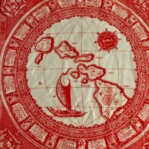 Vtg. 100% Silk Scarf Map of Hawaiian Islands 30x30